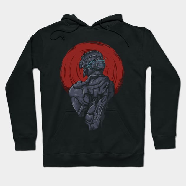 Red Moon Robot Fighter Hoodie by oncemoreteez